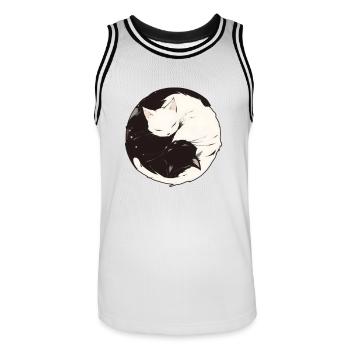 Yin and Yang Buddhism Graphic Cats Cat Holder - Men's Basketball Jersey - white/black - Front - AI Model Male 185 dark (185cm)
