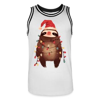 Lustiges Faultier Lichterkette Weihnachtsbaum - Männer Basketball-Trikot - Weiß/Schwarz - Vorne - AI Model Male 185 dark (185cm)