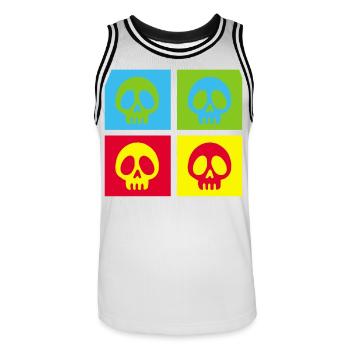 Pop art manga skull - Men's Basketball Jersey - white/black - Front - AI Model Male 185 dark (185cm)