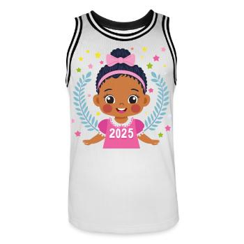 Children 2025 - Men's Basketball Jersey - white/black - Front - AI Model Male 185 dark (185cm)