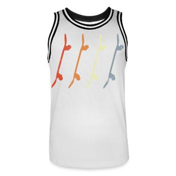 Skateboards Retro Look - Männer Basketball-Trikot - Weiß/Schwarz - Vorne - AI Model Male 185 dark (185cm)