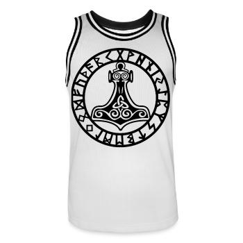 Marteau viking noir - Maillot de basket Homme - blanc/noir - Devant - AI Model Male 185 dark (185cm)