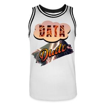 Data Dude - Men's Basketball Jersey - white/black - Front - AI Model Male 185 dark (185cm)