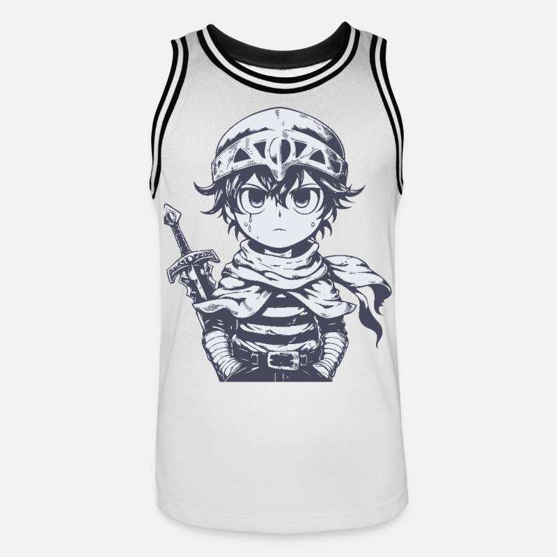 Petit chevalier de la forêt avec épée - Maillot de basket Homme - blanc/noir
