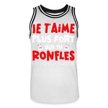 Saint Valentin 2026 Homme Femme Couple Ronfle - Maillot de basket Homme - blanc/noir - Devant - AI Model Male 185 dark (185cm)