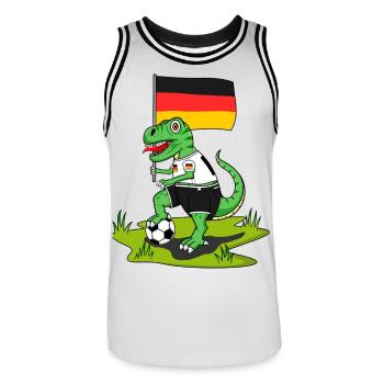 Germany Flag Dinosaur Rex Football - Men's Basketball Jersey - white/black - Front - AI Model Male 185 dark (185cm)