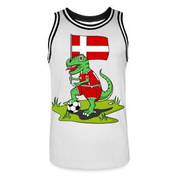 Drapeau du Danemark Dinosaure Rex Football - Maillot de basket Homme - blanc/noir - Devant - AI Model Male 185 dark (185cm)