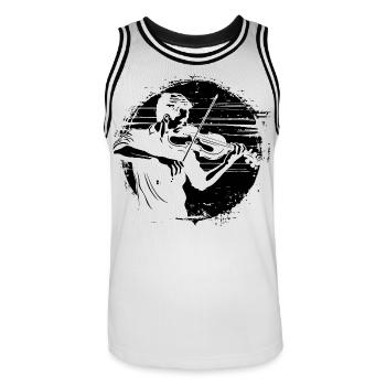 Violinist Zeichnung - Männer Basketball-Trikot - Weiß/Schwarz - Vorne - AI Model Male 185 dark (185cm)