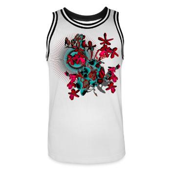 Fleurs de printemps rouge printemps motif - Maillot de basket Homme - blanc/noir - Devant - AI Model Male 185 dark (185cm)