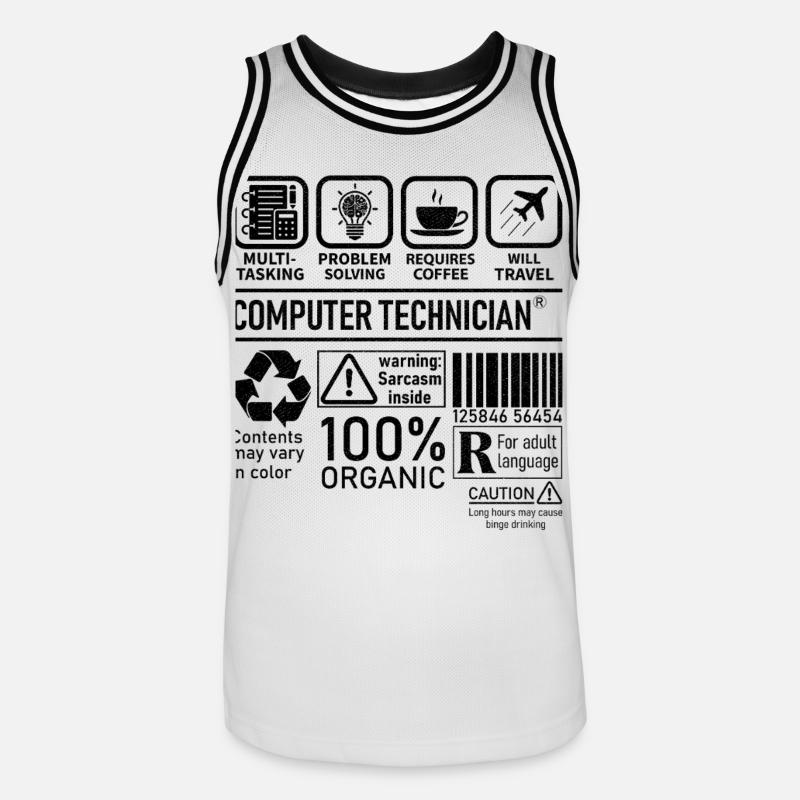 Computer Technician multi tasking problem solving - Men's Basketball Jersey - white/black