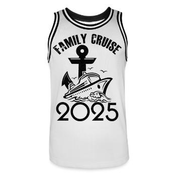 Family cruise 2025 - Men's Basketball Jersey - white/black - Front - AI Model Male 185 dark (185cm)