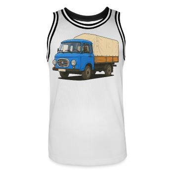 Ost-Pritsche - Männer Basketball-Trikot - Weiß/Schwarz - Vorne - AI Model Male 185 dark (185cm)