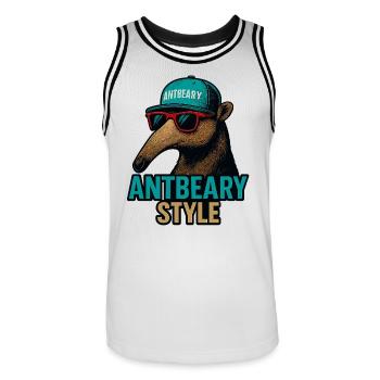 Antbeary Style Aardvark Cartoon - Men's Basketball Jersey - white/black - Front - AI Model Male 185 dark (185cm)