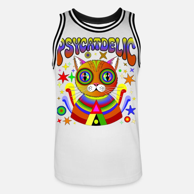 PSYCATDELIC - Men's Basketball Jersey - white/black