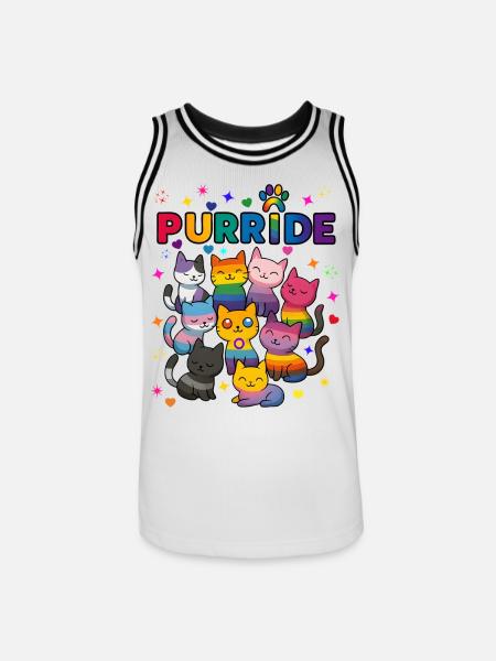 Purride LGBT Cats - Men's Basketball Jersey - white/black