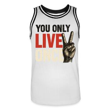 Du Lebst Nur Einmal Vintage - Männer Basketball-Trikot - Weiß/Schwarz - Vorne - AI Model Male 185 dark (185cm)