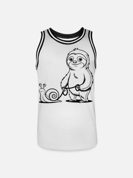 Faultier und Schnecke - Gassi gehen - Männer Basketball-Trikot - Weiß/Schwarz
