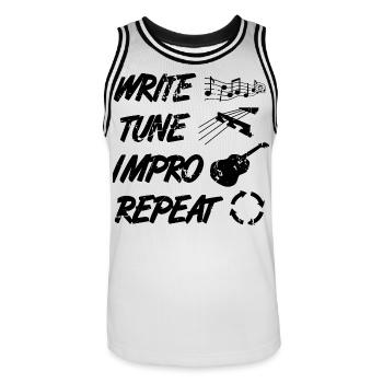 Guitarist Schedule - Men's Basketball Jersey - white/black - Front - AI Model Male 185 dark (185cm)