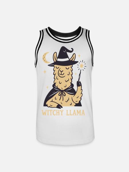 Hexe Lama Witchy Halloween Motiv - Männer Basketball-Trikot - Weiß/Schwarz