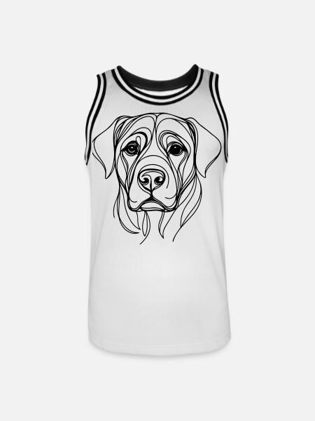 Dog_line_art_1 - Männer Basketball-Trikot - Weiß/Schwarz
