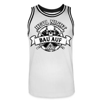 Heul nicht bau auf - Eight Ball - Billard Spieler - Männer Basketball-Trikot - Weiß/Schwarz - Vorne - AI Model Male 185 dark (185cm)