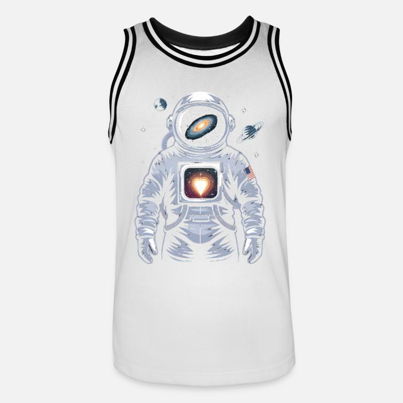 Conception d’astronaute de cœur de l’espace - Maillot de basket Homme - blanc/noir