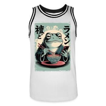 Lustiger Frosch, mürrisch, Japanische Kunst, Ramen - Männer Basketball-Trikot - Weiß/Schwarz - Vorne - AI Model Male 185 dark (185cm)