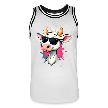 Chillen mit Sonnenbrille Kuh - Männer Basketball-Trikot - Weiß/Schwarz - Vorne - AI Model Male 185 dark (185cm)