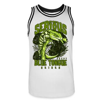 Gardien de reptiles sérieux au sujet des scinques à langue bleue - Maillot de basket Homme - blanc/noir - Devant - AI Model Male 185 dark (185cm)