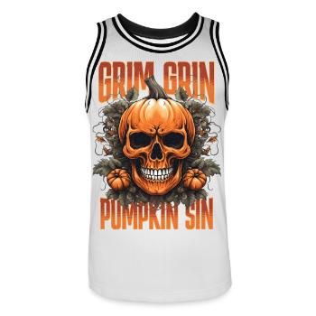Horreur - Grim Grin Pumpkin Sin - Maillot de basket Homme - blanc/noir - Devant - AI Model Male 185 dark (185cm)