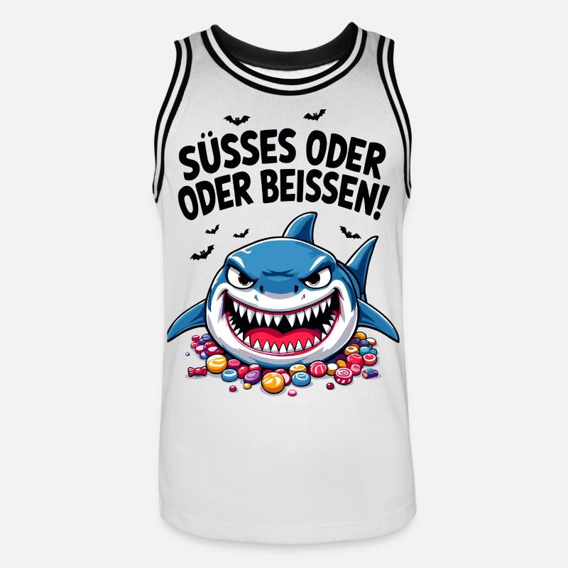Halloween Süßes oder Saures Hai Süßgkeiten - Männer Basketball-Trikot - Weiß/Schwarz