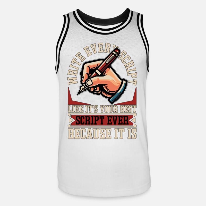 Screenwriter Write Every Script Like Scripwriting - Männer Basketball-Trikot - Weiß/Schwarz