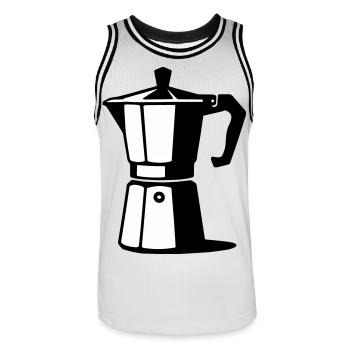 Cafetière à expresso - Maillot de basket Homme - blanc/noir - Devant - AI Model Male 185 dark (185cm)