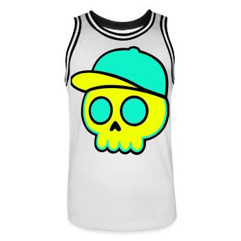 Neon Schädel Cap Streetwear - Männer Basketball-Trikot - Weiß/Schwarz - Vorne - AI Model Male 185 dark (185cm)