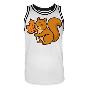 Niedliches Eichhörnchen mit Herbstblatt Cartoon - Männer Basketball-Trikot - Weiß/Schwarz - Vorne - AI Model Male 185 dark (185cm)