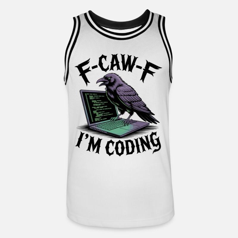 RabenCoder: Code Raven am Laptop - Männer Basketball-Trikot - Weiß/Schwarz