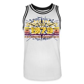 Awesome since 1979 Limited Edition - Men's Basketball Jersey - white/black - Front - AI Model Male 185 dark (185cm)