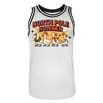 Nordpol Honker Gans Weihnachten Lustiger Weihnachtsmann - Männer Basketball-Trikot - Weiß/Schwarz - Vorne - AI Model Male 185 dark (185cm)