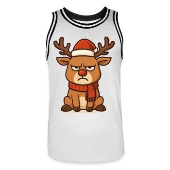 Grimmiges Rentier mit Weihnachtsschal - Männer Basketball-Trikot - Weiß/Schwarz - Vorne - AI Model Male 185 dark (185cm)