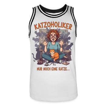Katzoholiker Nur noch eine Katze - Lustiger Spruch - Maillot de basket Homme - blanc/noir - Devant - AI Model Male 185 dark (185cm)