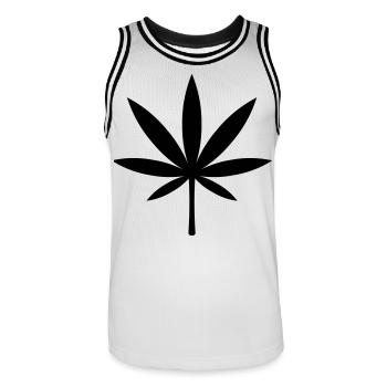 Cannabis / Marijuana / Hemp Leaf (Black) - Men's Basketball Jersey - white/black - Front - AI Model Male 185 dark (185cm)