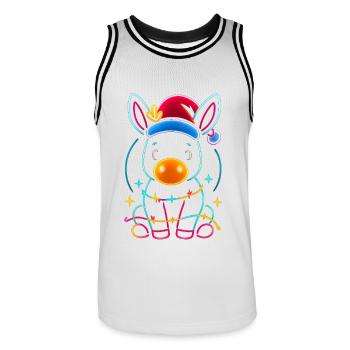 Donkey Elf Christmas Funny Gift - Men's Basketball Jersey - white/black - Front - AI Model Male 185 dark (185cm)