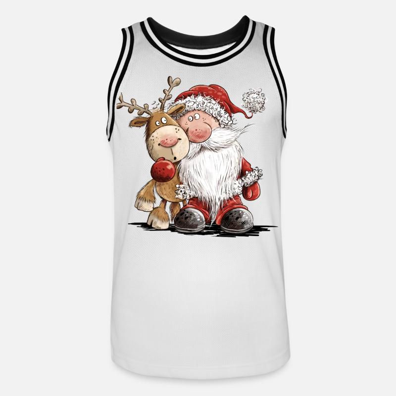 Buffo Babbo Natale e le sue renne - Maglia da basket per uomo - bianco/nero