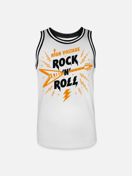 Hochspannungs-Rock'n'Roll-Gitarre - Männer Basketball-Trikot - Weiß/Schwarz