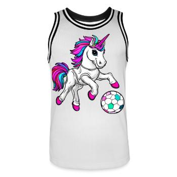 Licorne de football - Maillot de basket Homme - blanc/noir - Devant - AI Model Male 185 dark (185cm)
