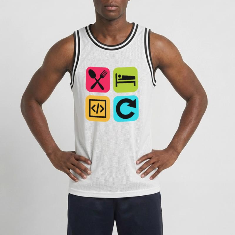 Manger Dormir Code Répéter Citation drôle Dev Maillot de basket Homme