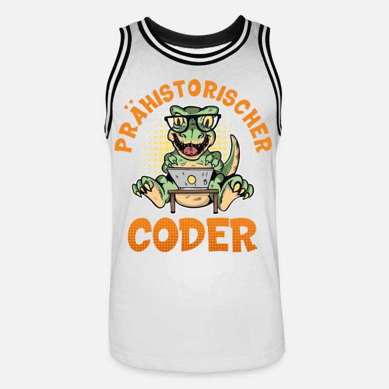 Programmation PRÉHISTORIQUE : Divertissement du CODER - Maillot de basket Homme - blanc/noir