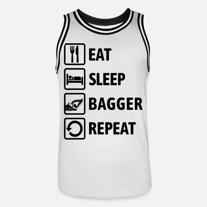 Eat Sleep Bagger Repeat - digging & digging - Men's Basketball Jersey - white/black