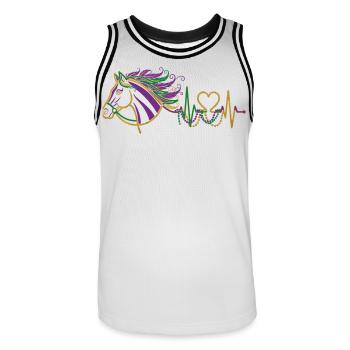 Cadeau mignon pour cavalier ECG du battement cardiaque du cheval - Maillot de basket Homme - blanc/noir - Devant - AI Model Male 185 dark (185cm)