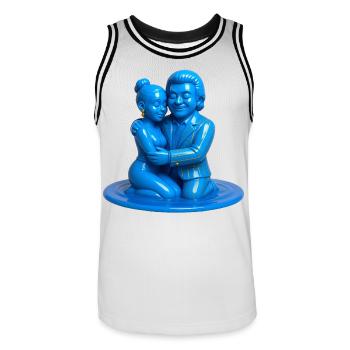 LIEBENDE #1 – Frieden & Liebe - Männer Basketball-Trikot - Weiß/Schwarz - Vorne - AI Model Male 185 dark (185cm)